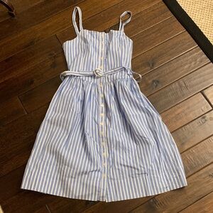 Ralph Lauren Blue and White Cotton Striped Kids Dress